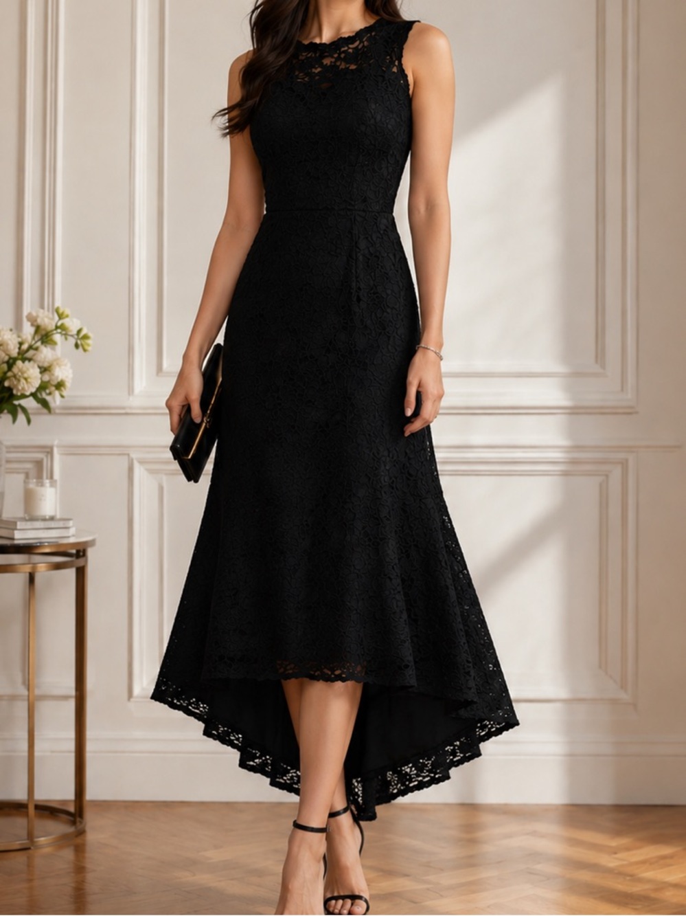 Mori Lee By Madeline Gardner Black Lace Mermaid Dress Women’s 12 Formal Gown